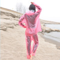 Customized Two Pieces Suit Raincoats All Over Printing Wave Point Womens Raincoat Waterproof